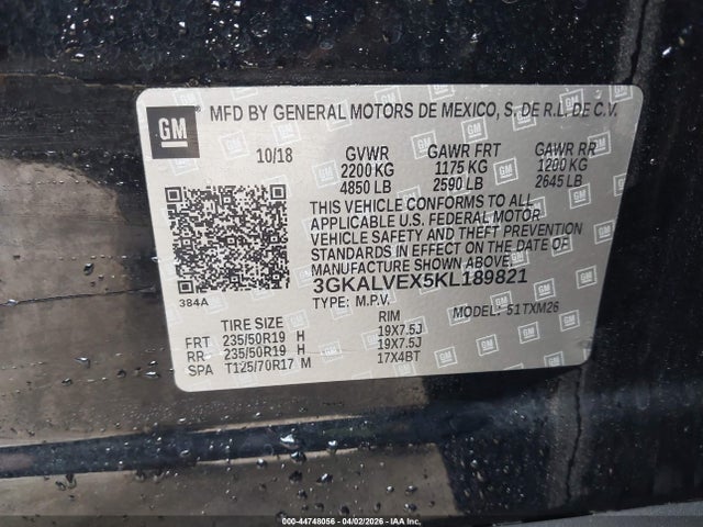 2019 Gmc Terrain Slt მანქანა იყიდება აუქციონზე, vin: 3GKALVEX5KL189821, აუქციონის ნომერი: 44748056