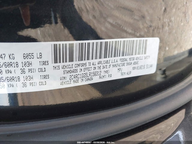Продаж на аукціоні авто 2020 Chrysler Pacifica Limited, vin: 2C4RC1GG5LR156312, номер лоту: 44748067