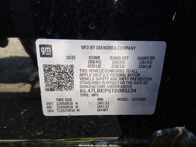 44748156 :رقم المزاد ، KL47LBEP5TB085234 vin ، 2026 Buick Envista Sport Touring Fwd مزاد بيع