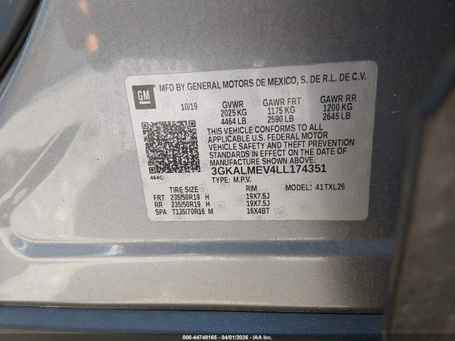 Продаж на аукціоні авто 2020 Gmc Terrain Fwd Sle, vin: 3GKALMEV4LL174351, номер лоту: 44748165