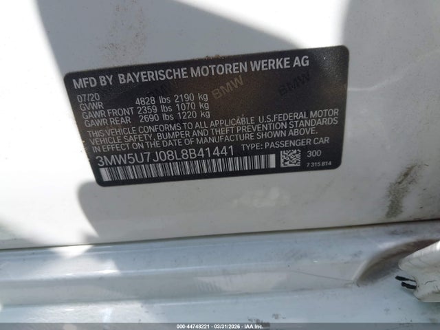Продаж на аукціоні авто 2020 Bmw M340i, vin: 3MW5U7J08L8B41441, номер лоту: 44748221