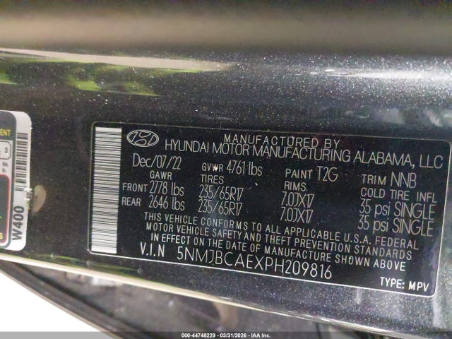 2023 Hyundai Tucson Sel მანქანა იყიდება აუქციონზე, vin: 5NMJBCAEXPH209816, აუქციონის ნომერი: 44748229