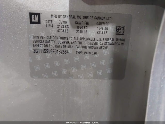 Chevrolet IMPALA 1LT 2015 2G1115SL9F9182584 Image 9