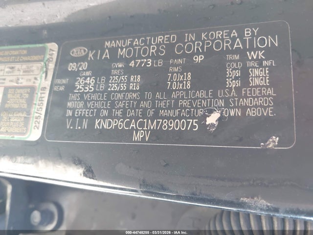 KIA SPORTAGE S 2021 KNDP6CAC1M7890075 Image 9