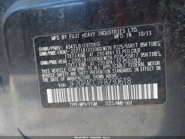 JF2GPACC7E8230618 Subaru Xv Crosstrek 2.0i Premium