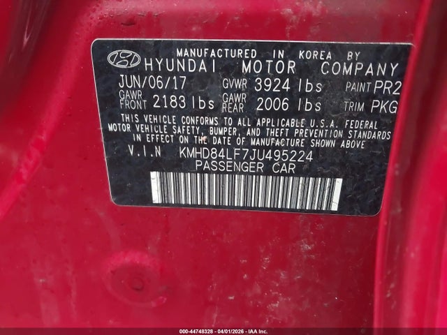 Продаж на аукціоні авто 2018 Hyundai Elantra Value Edition, vin: KMHD84LF7JU495224, номер лоту: 44748328