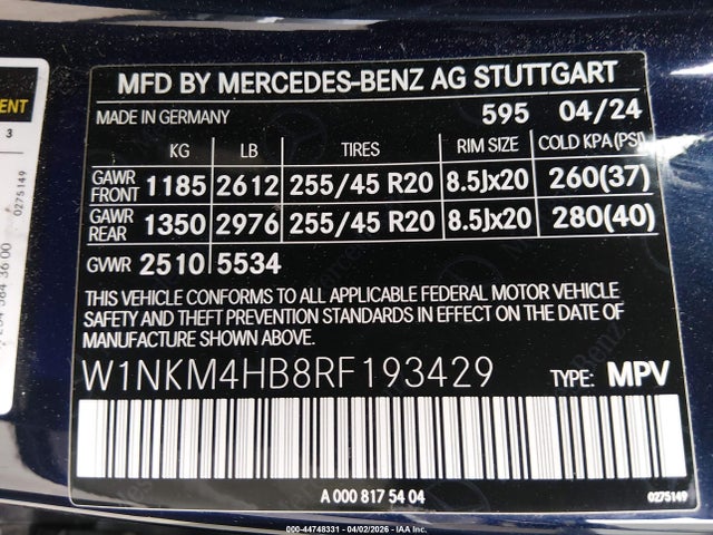Продаж на аукціоні авто 2024 Mercedes-benz Glc 300 4matic Suv, vin: W1NKM4HB8RF193429, номер лоту: 44748331