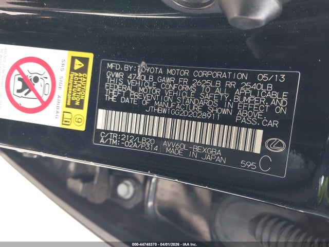 Aukcja sprzedaży 2013 Lexus Es 300h, vin: JTHBW1GG2D2028911, numer aukcji: 44748370