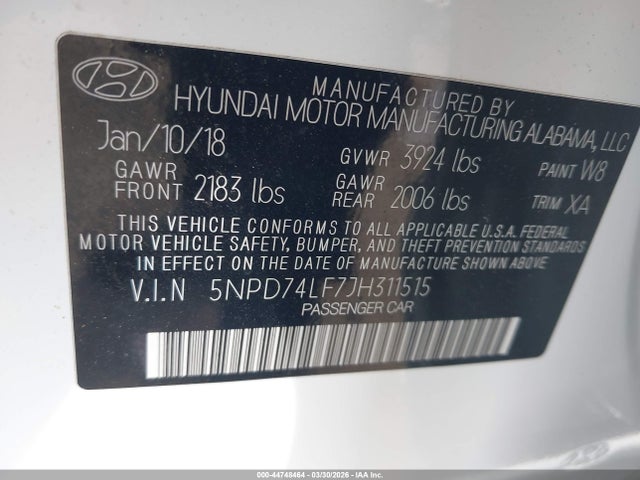 2018 HYUNDAI ELANTRA 5NPD74LF7JH311515 Photo 8