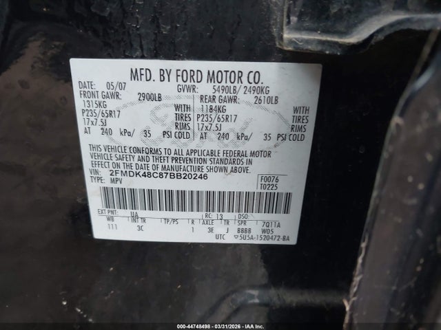 2007 FORD EDGE 2FMDK48C87BB20246 Photo 8
