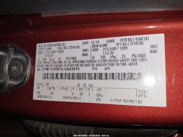 2020 FORD ESCAPE 1FMCU0G61LUA83913 Photo 8