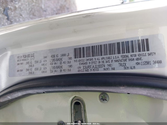 44748530 :رقم المزاد ، 3C6UR5FJ4JG193374 vin ، 2018 Ram 2500 Laramie  4x4 6'4 Box مزاد بيع
