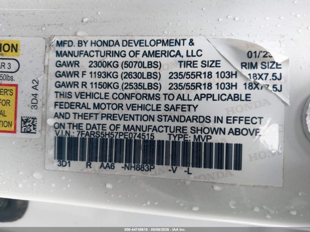 Продажа на аукционе авто 2025 Honda Cr-v Hybrid Sport-l, vin: 5J6RS6H84SL015255, номер лота: 44748610