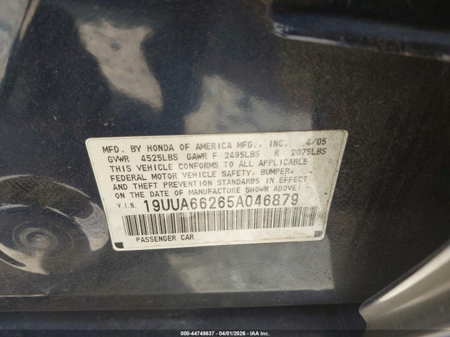 2005 Acura Tl მანქანა იყიდება აუქციონზე, vin: 19UUA66265A046879, აუქციონის ნომერი: 44748637