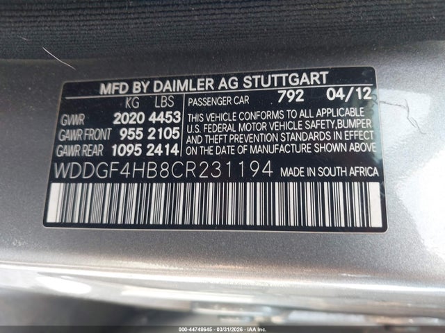 Продаж на аукціоні авто 2012 Mercedes-benz C 250 Sport, vin: WDDGF4HB8CR231194, номер лоту: 44748645