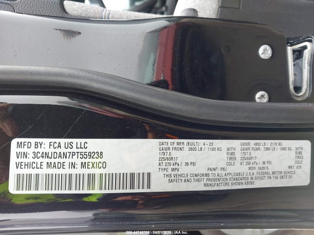 Продаж на аукціоні авто 2023 Jeep Compass Sport 4x4, vin: 3C4NJDAN7PT559238, номер лоту: 44748706