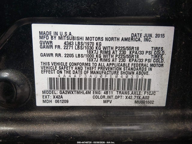 2015 MITSUBISHI OUTLANDER SPORT 4A4AP3AU0FE040392 Photo 8