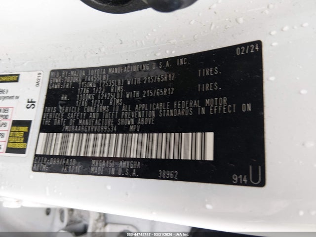 7MUBAABGXRV089534 Toyota Corolla Cross Le