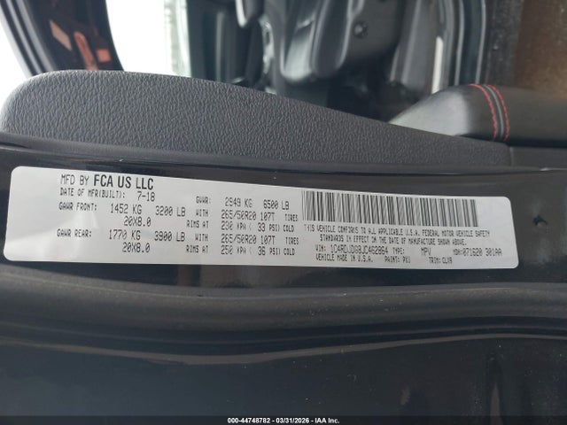 Aukcja sprzedaży 2018 Dodge Durango Gt Awd, vin: 1C4RDJDG8JC462864, numer aukcji: 44748782