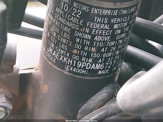 Aukcja sprzedaży 2023 Kawasaki Ex400, vin: JKAEXKH19PDAM6727, numer aukcji: 44748827