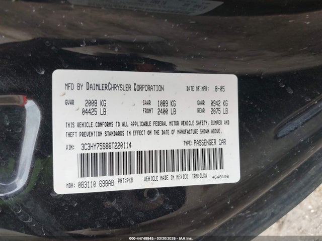 Продажа на аукционе авто 2006 Chrysler Pt Cruiser Gt, vin: 3C3HY75S86T220114, номер лота: 44748845
