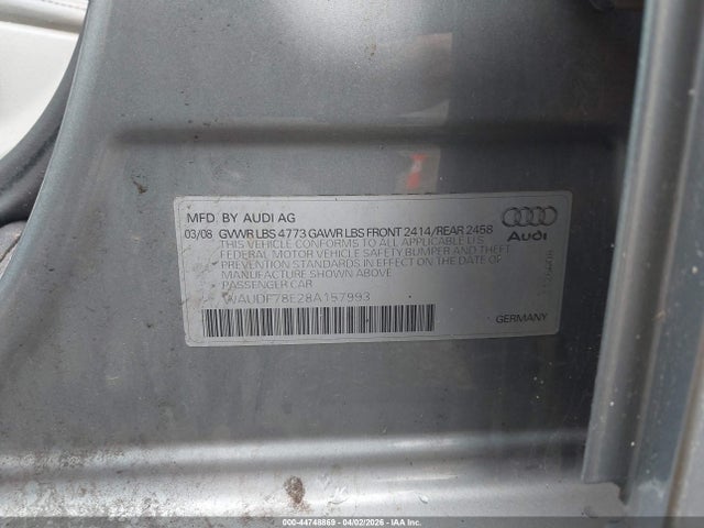 2008 AUDI A4 WAUDF78E28A157993 Photo 8
