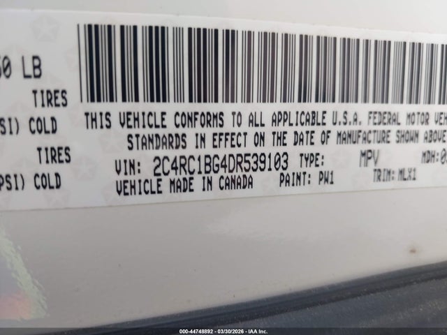 Продаж на аукціоні авто 2013 Chrysler Town & Country Touring, vin: 2C4RC1BG4DR539103, номер лоту: 44748892