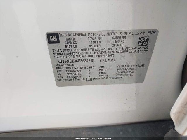 2015 CADILLAC SRX 3GYFNCE36FS634215 Photo 8