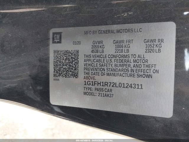 Продажа на аукционе авто 2020 Chevrolet Camaro Rwd  2ss, vin: 1G1FH1R72L0124311, номер лота: 44748915