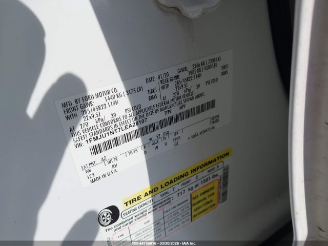 Aukcja sprzedaży 2020 Ford Expedition King Ranch, vin: 1FMJU1NT7LEA28107, numer aukcji: 44748916