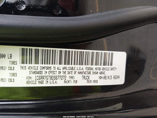 Aukcja sprzedaży 2013 Ram 1500 Big Horn, vin: 1C6RR7GT8DS677272, numer aukcji: 44748966