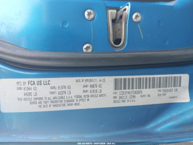 44748975 :رقم المزاد ، 1C3CDFAA1FD363876 vin ، 2015 Dodge Dart Se مزاد بيع