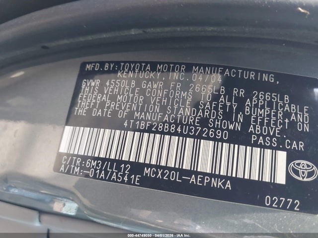 2004 TOYOTA AVALON 4T1BF28B84U372690 Photo 8
