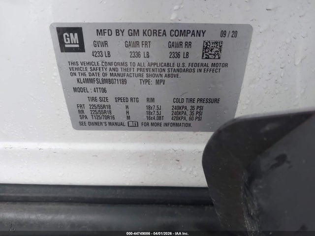 44749086 :رقم المزاد ، KL4MMFSL8MB071189 vin ، 2021 Buick Encore Gx Fwd Essence مزاد بيع