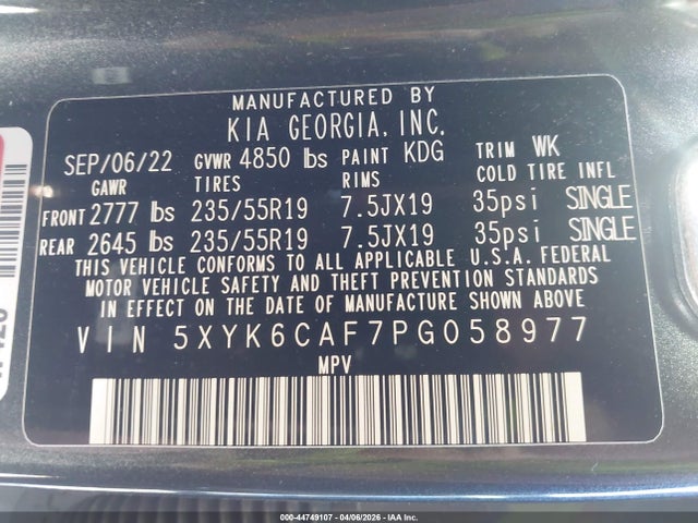 Auction sale of the 2023 Kia Sportage X-line, vin: 5XYK6CAF7PG058977, lot number: 44749107
