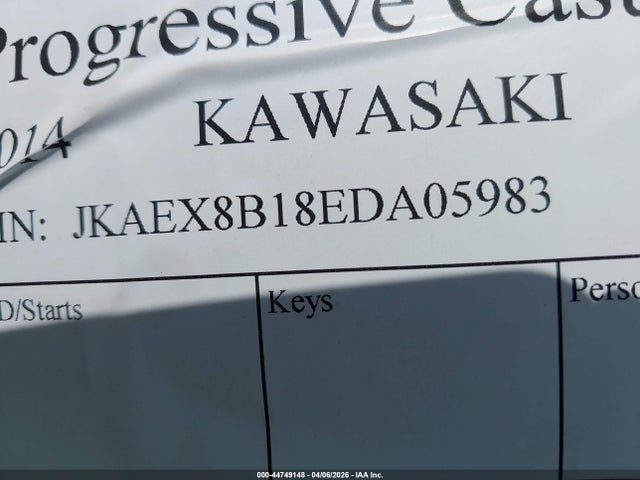 Продажа на аукционе авто 2014 Kawasaki Ex300 B, vin: JKAEX8B18EDA05983, номер лота: 44749148