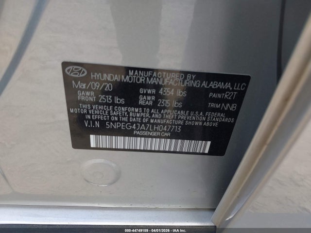 Hyundai SONATA SE 2020 5NPEG4JA7LH047713 Image 9