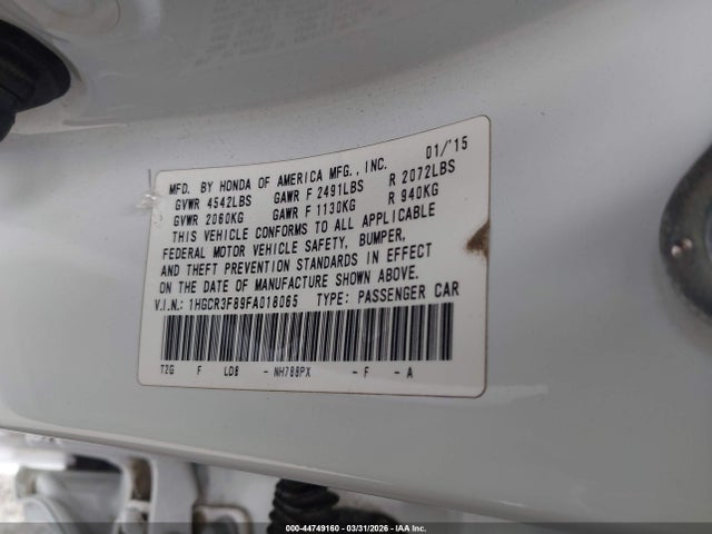 Honda Accord Ex-l V-6 2015 1HGCR3F89FA018065 Image 9