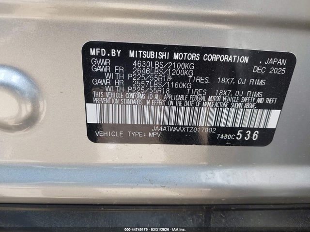 2026 MITSUBISHI ECLIPSE CROSS JA4ATWAAXTZ017002 Photo 8