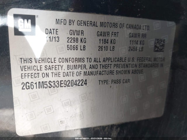 Aukcja sprzedaży 2014 Cadillac Xts Luxury, vin: 2G61M5S33E9204224, numer aukcji: 44749221