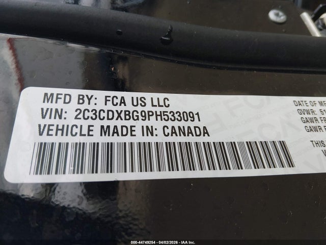 Продажа на аукционе авто 2023 Dodge Charger Sxt, vin: 2C3CDXBG9PH533091, номер лота: 44749254