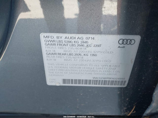 WA1LFAFP9FA024994 Audi Q5 2.0t Premium