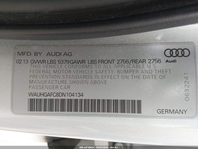 Aukcja sprzedaży 2013 Audi A6 3.0t Premium, vin: WAUHGAFC8DN104134, numer aukcji: 44749434