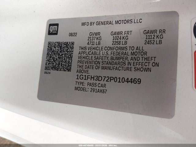 Продаж на аукціоні авто 2023 Chevrolet Camaro Rwd  2ss, vin: 1G1FH3D72P0104469, номер лоту: 44749489