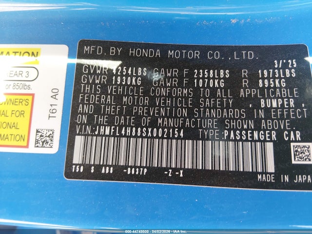 Honda Civic 2025 JHMFL4H88SX002154 Image 31