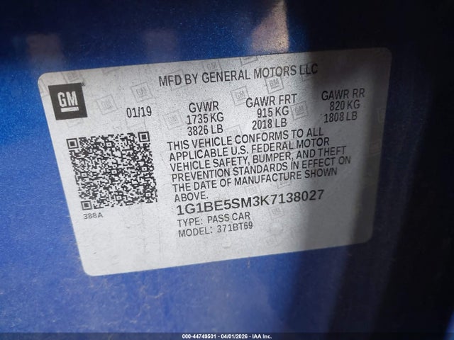 2019 CHEVROLET CRUZE 1G1BE5SM3K7138027 Photo 8