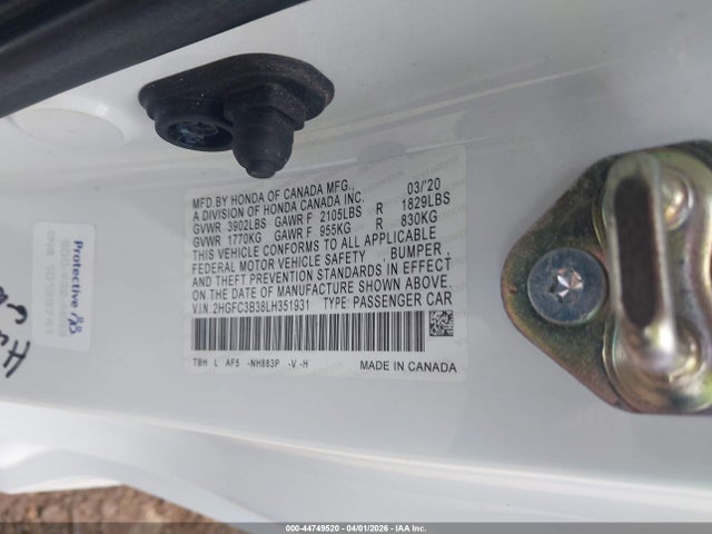 Продажа на аукционе авто 2020 Honda Civic Ex, vin: 2HGFC3B38LH351931, номер лота: 44749520