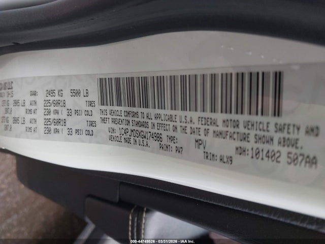 Продаж на аукціоні авто 2016 Jeep Cherokee Limited, vin: 1C4PJMDSXGW174986, номер лоту: 44749526
