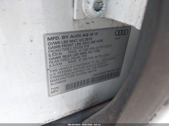 Продажа на аукционе авто 2019 Audi Q7 55 Premium/55 Se Premium, vin: WA1AAAF73KD007736, номер лота: 44749530