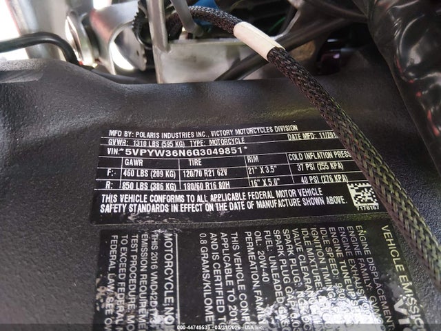 Victory Motorcycles Magnum 2016 5VPYW36N6G3049851 Image 10